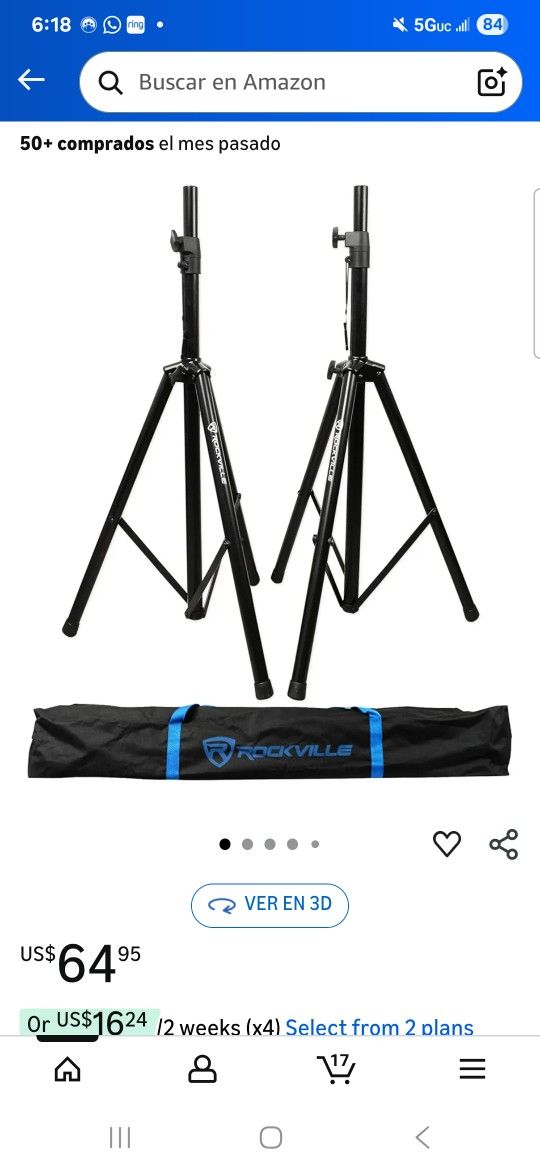 Rockville stand for speakers pair and bag