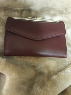Vintage Baronet brown cowhide leather wallet with kiss lock closure for coin pouch.