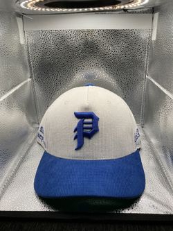 New Primitive Snap back white with blue logo and blue Corduroy brim $25