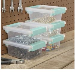 Sterilite Small Clip Box Clear Up Storage Tote Container with Latching Lid (6 Pack)