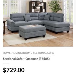 Gray Sectional Sofa With Ottoman