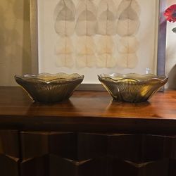 Vintage Amber Glass Bowls – 8” Set of 2 🍂
