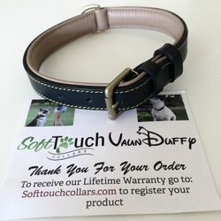 Soft Touch Collars Genuine Leather Dog Collar Black Size 20" (Medium) Pet NEW 