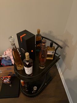 Bar kart cart bottle collection with wheels and push handle