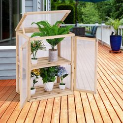 Wooden Cold Frame Raised Planter Greenhouse Bed 