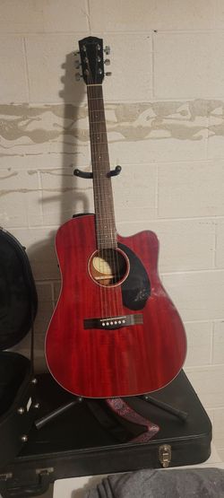 Fender CD-60SCE Acoustic-Electric Guitar Bundle - Cherry Mahogany (With Hardshell Case)