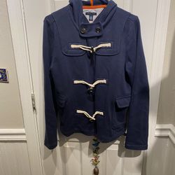 Ladies Large Tommy Hilfiger Navy Blue Toggle Coat