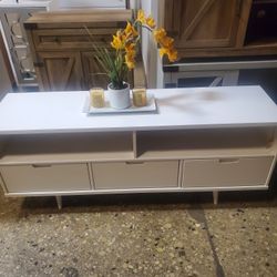 Mid Century Modern Style White TV Entertainment (New In A Box)