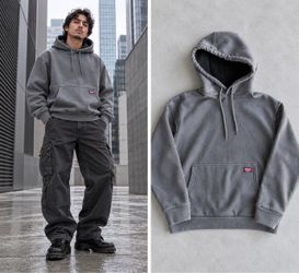 Wrangler Workwear Hoodie Mens M 38-40 Gray Fleece Lined Hood WW65009