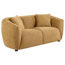 Aleisha Mustard Yellow Chenille Upholstered Loveseat