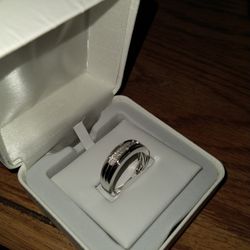 Mens 2 Row Diamond Ring Wedding Band Size 10 It's Plantium Over Top Of Sterling Silver