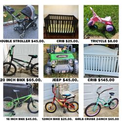 Children And Baby Items BIKES CRIBS JEEP STROLLER 