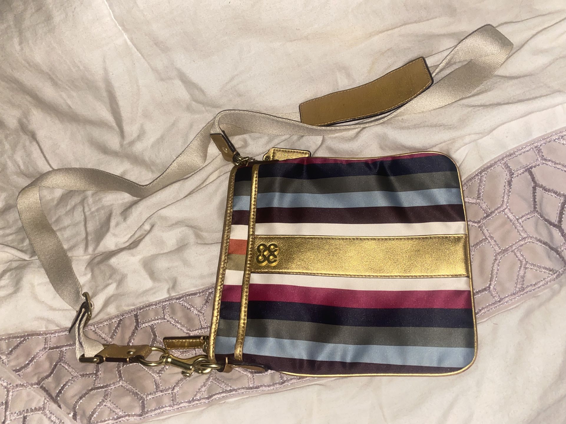 Coach Crossbody stripped with gold accent