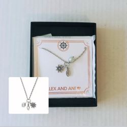 ALEX & ANI Ship Wheel Trio Adjustable Necklace