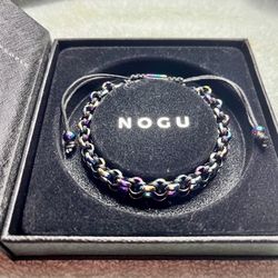 Gently Used Oil Slick and Black Chain Mail NOGU Bracelet with Box