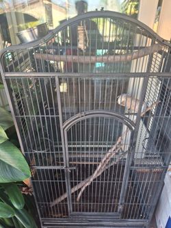 HEAVY DUTY ALL METAL MOBILE BIRD CAGE. 5 ft tall x 32 inches wide x 24 inches