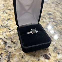 2.9 Carat Princess Cut Black Diamond Engagement Ring