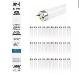 Feit Electric 32-Watt 4 ft. T8 G13 High Output Linear Fluorescent Tube Light Bulb, Daylight Deluxe 6500K (30-Pack
