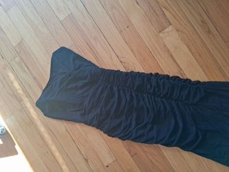Black Ruched Strapless  Dress