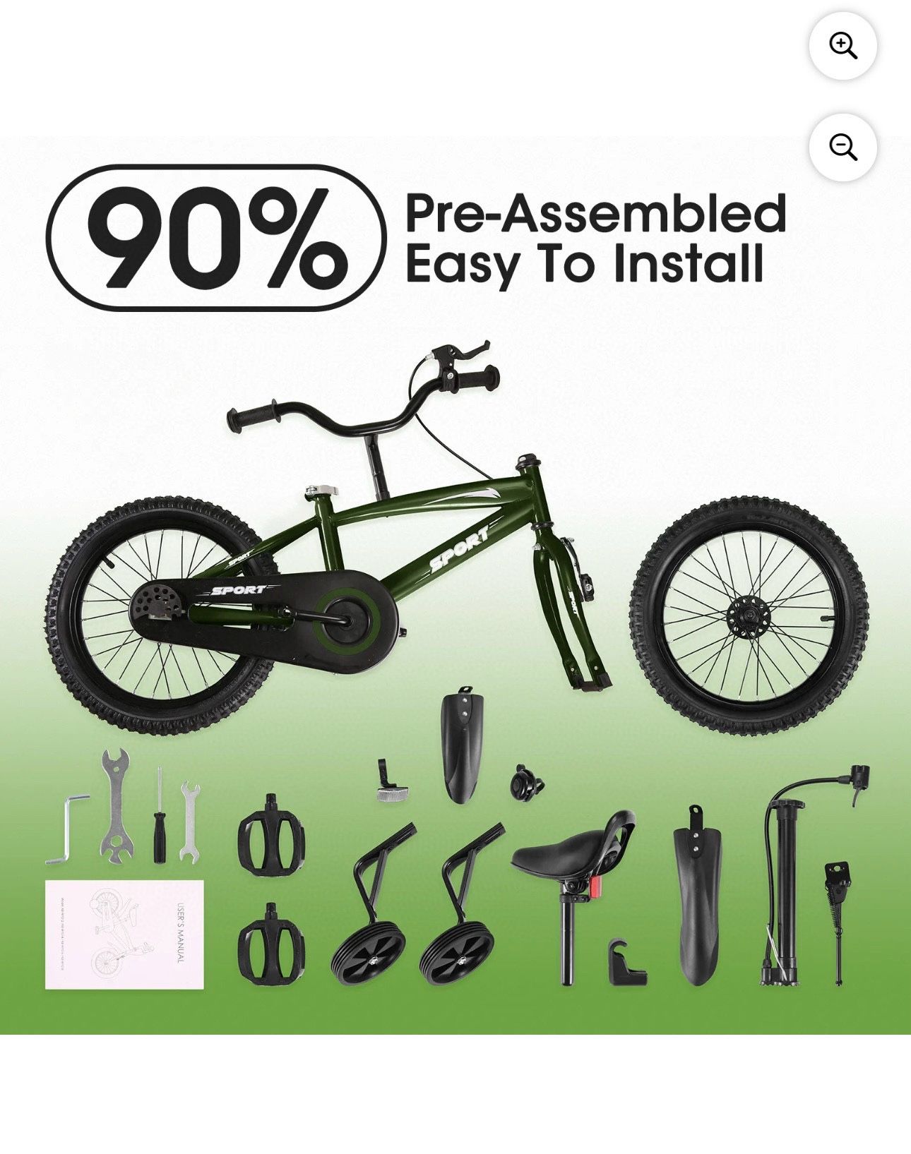 Boys' and Girls' 16" Training Wheel Bicycle