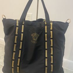 Versace parfums women black /gold bag greca medusa shopper tote