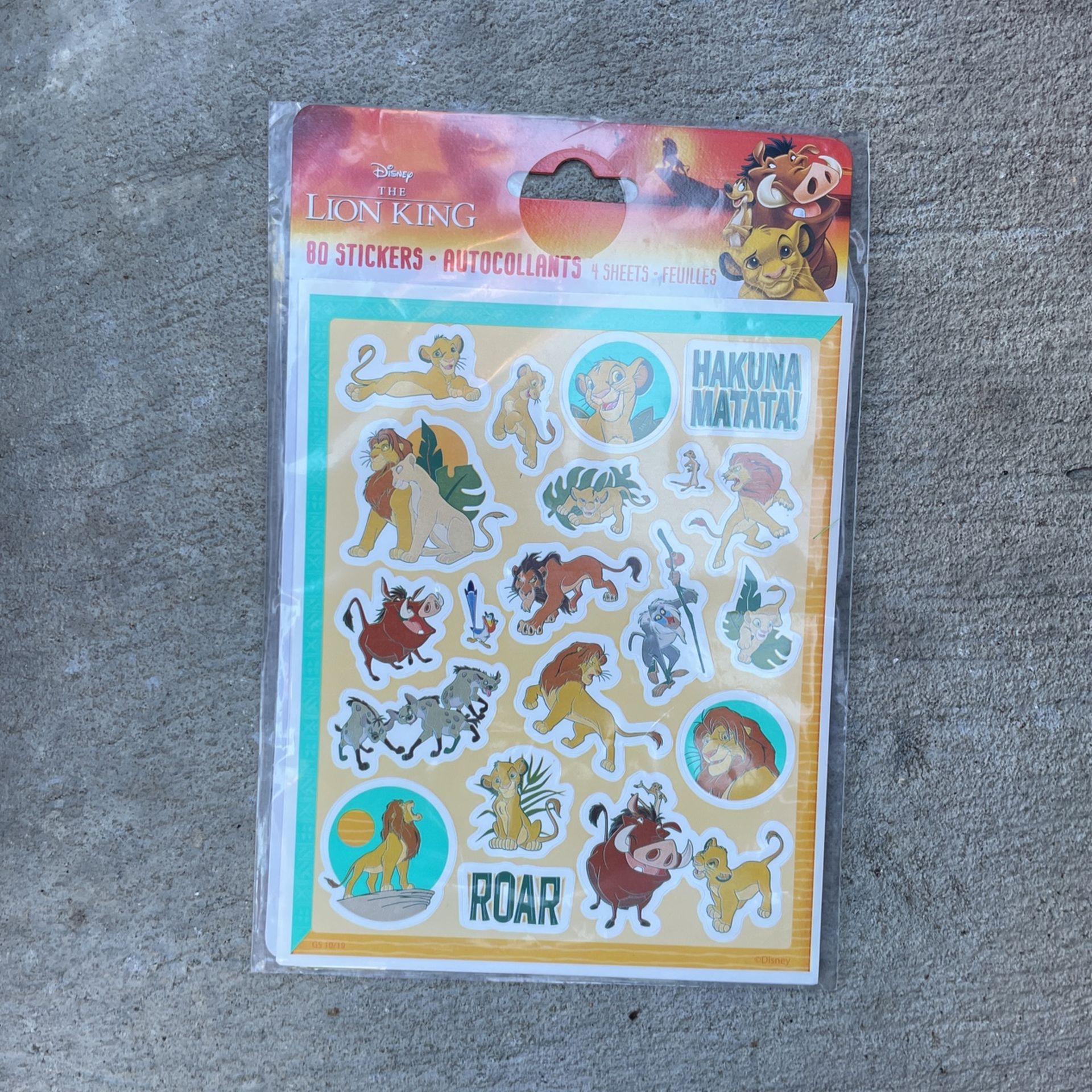 80 Stickers  4 Sheets Lion King $5 Each