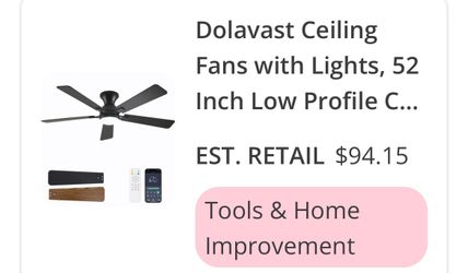 Dolavast Ceiling Fans with Lights, 52”