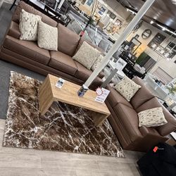 Brown Leather Sofa And Loveseat 