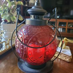 Red battery operated lantern