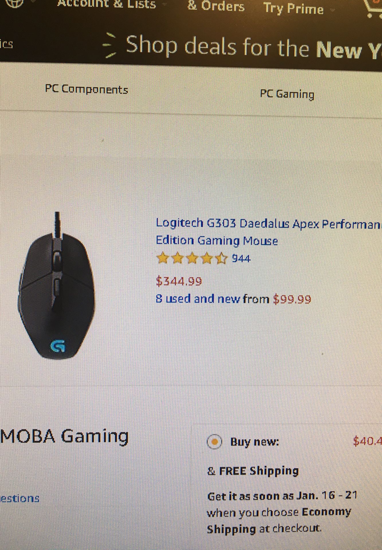 Logitech G303 apex performance gaming mouse