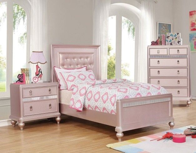 2Pcs Bedroom Set (Twin Bed And Nightstand) (Mattress Not Included)
