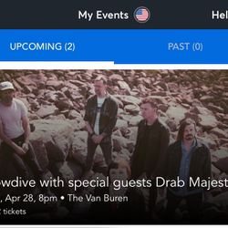 Slowdive with Drab Majesty at The Van Buren - 2 tickets- This Sunday!