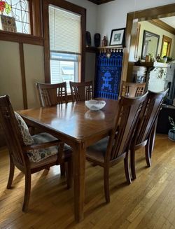 Wood Cabinet & Table Set W/ Chairs