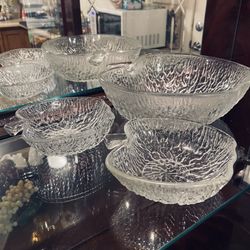 One Large With Three Small Bowls For Salad Or Dessert 