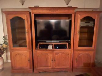 3 piece Oak entertainment center