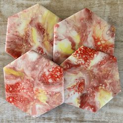 Ceramic Tile Coasters Finished With Epoxy Resin 