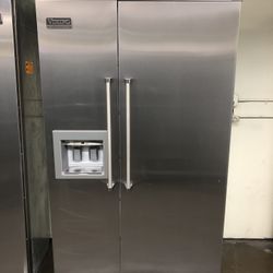 Viking 48” Stainless Steel Built In Side By Side By Side Refrigerator 
