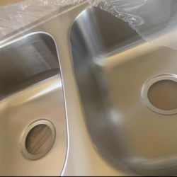 Glacier Bay 33 in. Drop-In 50/50 Double Bowl 20 Gauge Stainless Steel Kitchen Sink