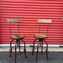Adjustable Height Industrial Farmhouse Bar Stools