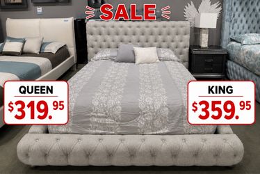 Elegant Dove Tufted Bed – Queen or King