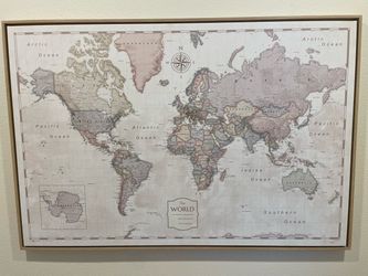 Large world map with pins
