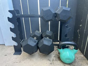 Home Gym Equipment – Dumbbells, Bench, Kettlebell – Take All or Separately!