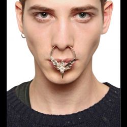 Givenchy A/W12 Bejeweled Brass Large Nose Ring