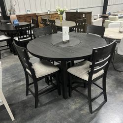 5-piece Counter Height 54” Round Set With Lazy Susan 