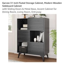 31-Inch Fluted Wooden Sideboard Storage Cabinet
