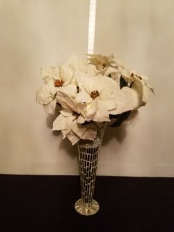 Christmas Silk Poinsettias with vase