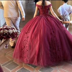 Quinceañera Burgundy Dress