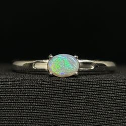 The Green Sheen Machine .925 Sterling Silver Lightning Ridge Opal Ring