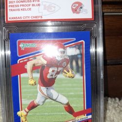 Travis Kelce 2021 Panini Donruss  #118 Press Proof Blue SLABBED