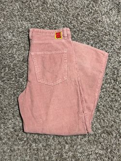 Pink Corduroy Pants with Logo Patch